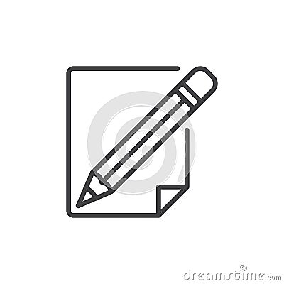 Pencil and paper line icon Vector Illustration