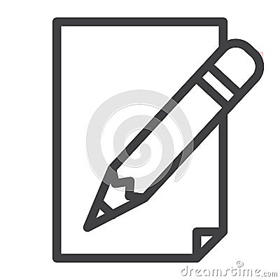 Pencil with paper line icon Vector Illustration