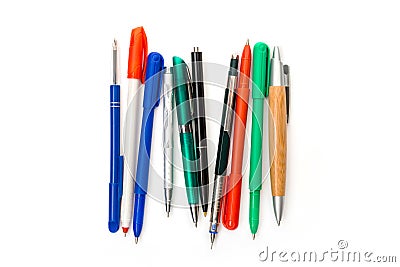 Pencil and pen collection isolated on white Stock Photo