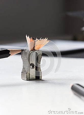 Pencil with pencil waste Stock Photo