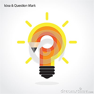 Pencil question mark and light bulb on background. Education con Vector Illustration