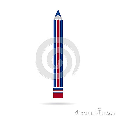 Pencil red white blue Vector Illustration