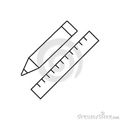 Pencil with ruler line icon Stock Photo