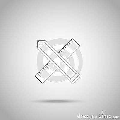 Pencil and ruler outline icon. LIne study icon Vector Illustration