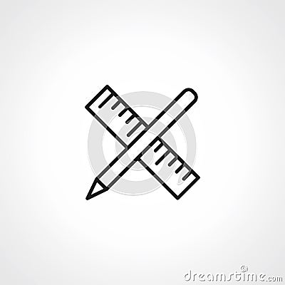 Pencil ruller line icon. Pencil with ruller icon Vector Illustration