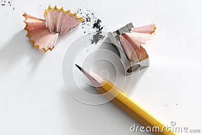 Pencil and a sharpener Stock Photo