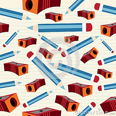 Pencil and sharpener pattern Vector Illustration