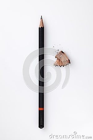 Pencil with shavings Stock Photo