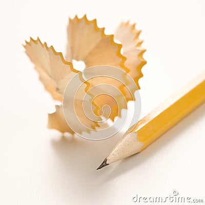 Pencil and shavings. Stock Photo