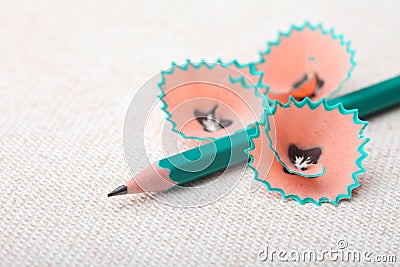 Pencil with pencil shavings Stock Photo