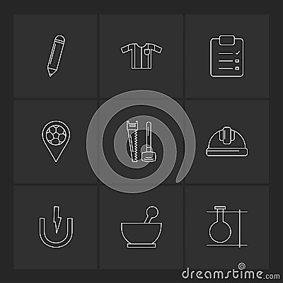 pencil , shirt ,clipboard, navigation , hardware , labour , bow Vector Illustration