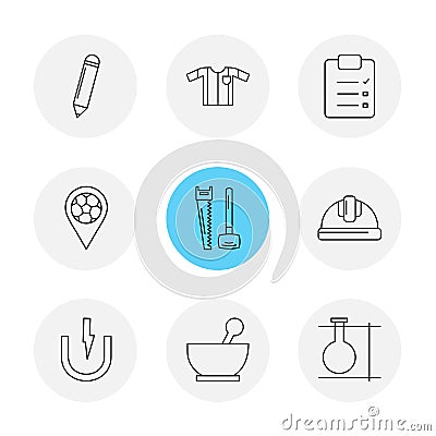 pencil , shirt ,clipboard, navigation , hardware , labour , bow Vector Illustration