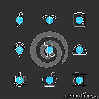 pencil , shirt ,clipboard, navigation , hardware , labour , bow Vector Illustration