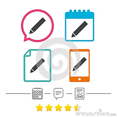 Pencil sign icon. Edit content button. Vector Illustration