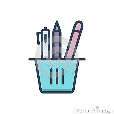 Color illustration icon for Pencil stand, stand and education Cartoon Illustration