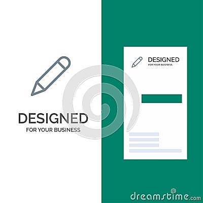 Pencil, Study, School, Write Grey Logo Design and Business Card Template Vector Illustration