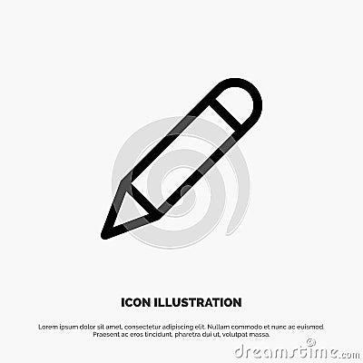 Pencil, Study, School, Write Line Icon Vector Vector Illustration