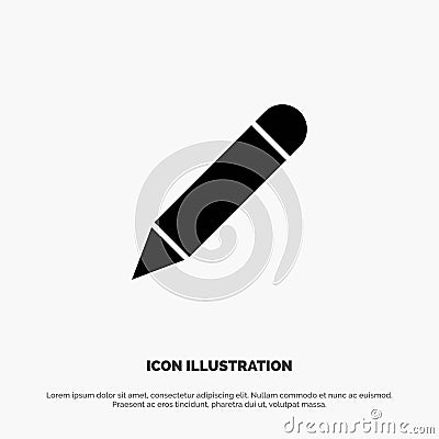 Pencil, Study, School, Write solid Glyph Icon vector Vector Illustration