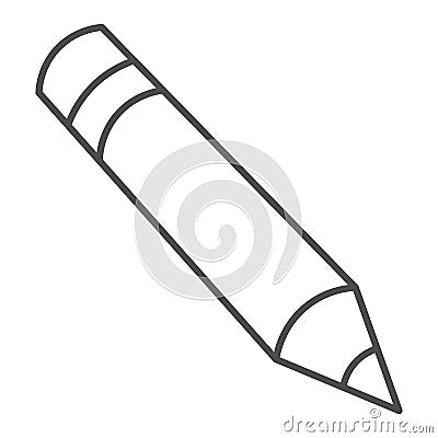 Pencil thin line icon, stationery concept, drawing tool vector sign on white background, school pencil symbol in outline Vector Illustration