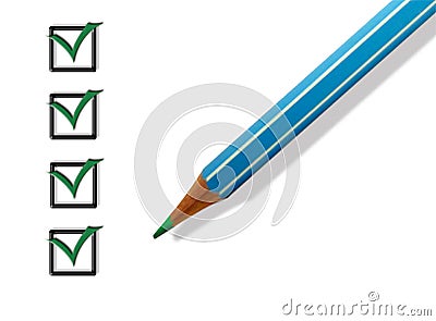 Pencil with check marks Stock Photo