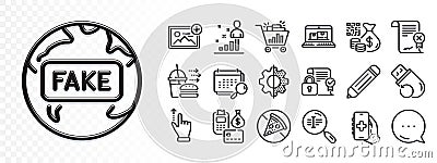 Pencil, Touchscreen gesture and Web inventory line icons for web app. Pictogram icon. Glare of light icons. Vector Vector Illustration