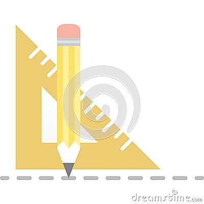 Pencil triangle icon flat vector measure tool Stock Photo