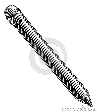 Pencil Vintage Etched Engraved Woodcut Print Style Vector Illustration