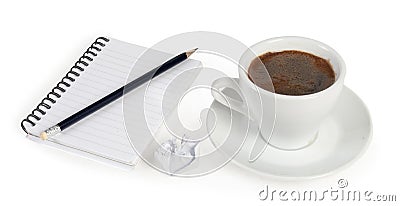 Pencil on a white spiral squared notebook Stock Photo