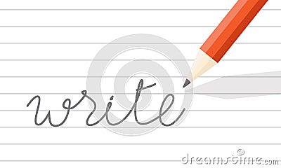 Pencil write on line paper Vector Illustration