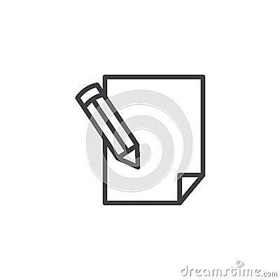 Pencil writing on paper sheet line icon Vector Illustration