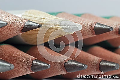 Pencils black and white in extreme closeup Stock Photo