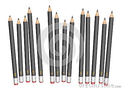 Pencils Degrees Of Hardness Different Grades Lengths Vector Illustration