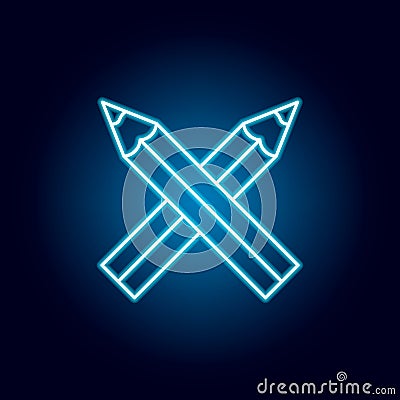 pencils, draw, edit outline icon in neon style. elements of education illustration line icon. signs, symbols can be used for web, Cartoon Illustration