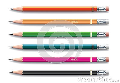 Pencils painted in different colors Vector Illustration