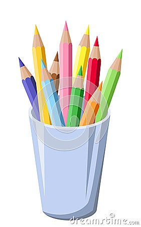 Pencils in a pot. Vector Illustration