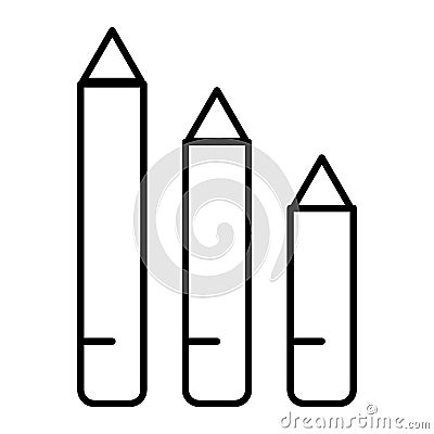Pencils thin line icon. Draw vector illustration isolated on white. School pencils outline style design, designed for Vector Illustration