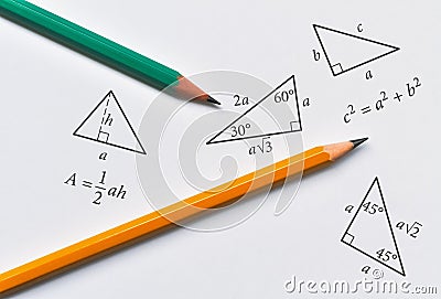 Pencils and triangles Stock Photo