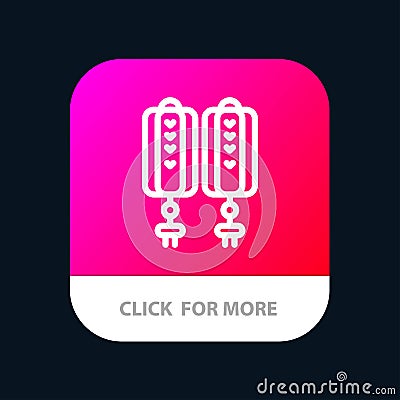 Pendant, China, Chinese, Decoration Mobile App Button. Android and IOS Line Version Vector Illustration