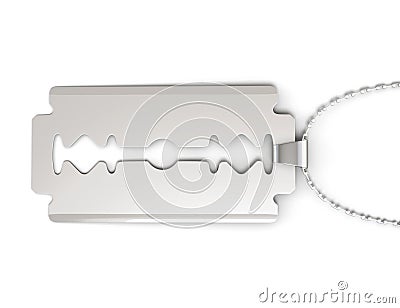 Pendant razor blade on white background. 3d rendering Stock Photo