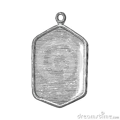 Pendant soldier hand draw vintage style black and white clip art isolated on white background Vector Illustration
