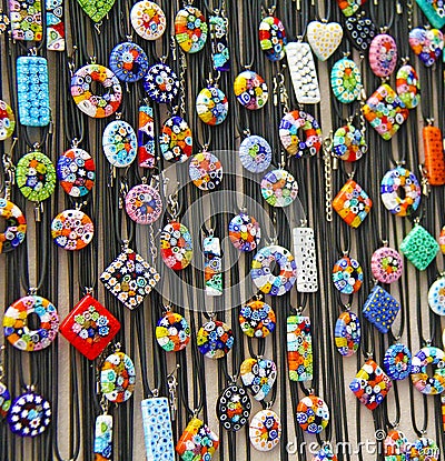 Pendants and neck pendants of Murano glass, Italy Stock Photo