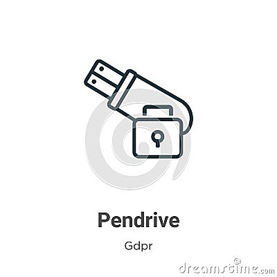 Pendrive outline vector icon. Thin line black pendrive icon, flat vector simple element illustration from editable gdpr concept Vector Illustration