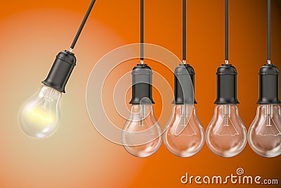 Pendulum from lightbulbs, 3D Stock Photo