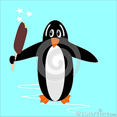 Penguin, funny illustration Vector Illustration