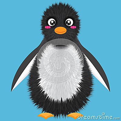 Kawaii Furry Penguin Illustration Vector Illustration