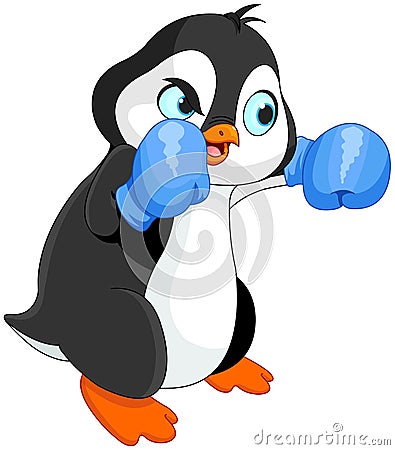 Penguin boy boxer Vector Illustration