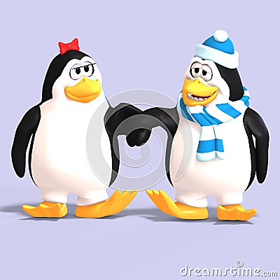 Penguin couple in love Stock Photo