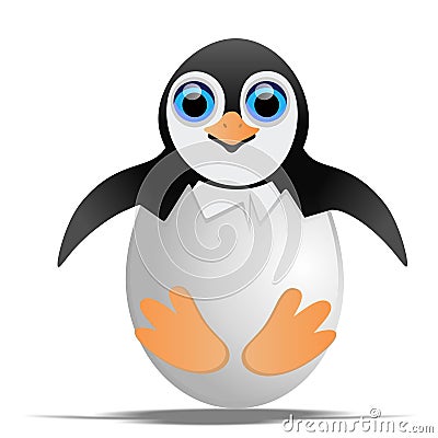 Penguin in egg shell Vector Illustration