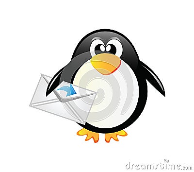 Penguin with envelope Vector Illustration