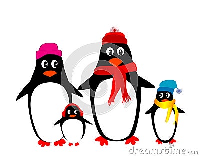 Penguin family Vector Illustration
